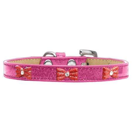 MIRAGE PET PRODUCTS Red Glitter Bow Widget Dog CollarPink Ice Cream Size 16 633-10 PK16